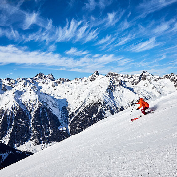 Die Silvretta Ski-Arena bietet grenzenloses Pistenvergnügen auf 239 Kilometern Pisten 